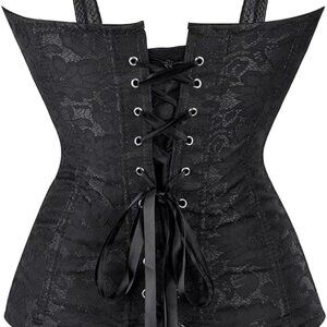 Y2K Gothic Corset Bustier Top Black Waist Snatching Zipper Vest Festival